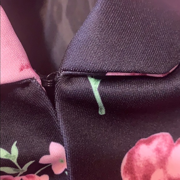 BLACK FLORAL PRINT SHAWL COLLAR BLAZER JACKET - Picture 10 of 13